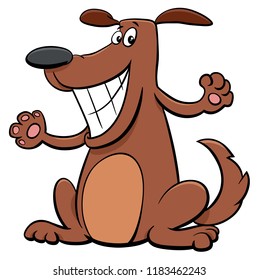 Cartoon Illustration of Happy Dog Pet Animal Character