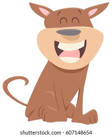 Cartoon Illustration of Happy Dog or Puppy Animal Character