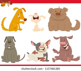 Cartoon Illustration of Happy Dogs or Puppies Animal Characters Set