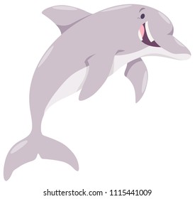 Cartoon Illustration of Happy Dolphin Sea Animal Character