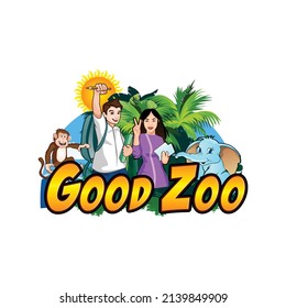 Cartoon Illustration Happy Family Vacationing Zoo Stock Vector (Royalty ...