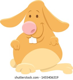Cartoon Illustration of Happy Farm Rabbit or Bunny Animal Character
