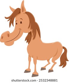 Cartoon illustration of happy horse farm animal character