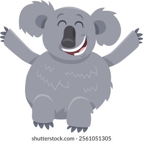 Cartoon illustration of happy koala bear animal character