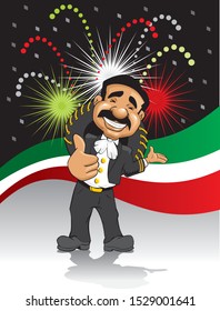 cartoon illustration of a happy mariachi singer 