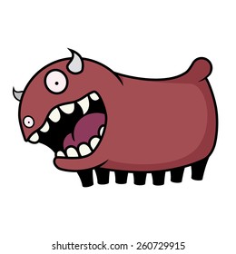 Cartoon illustration of happy monster. Colored