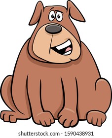 Cartoon Illustration of Happy Overweight Dog Comic Animal Character