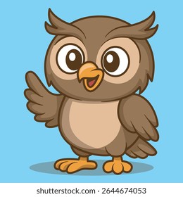 Cartoon Illustration of a Happy Owl Mascot
