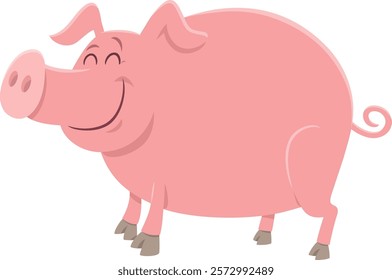 Cartoon illustration of happy pig or piglet farm animal character