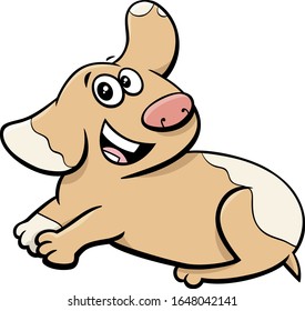 Cartoon Illustration of Happy Puppy Dog Comic Animal Character