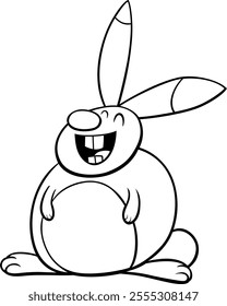 Cartoon illustration of happy rabbit comic animal character coloring page