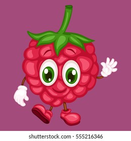 Cartoon Illustration of a Happy Raspberry