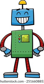 Cartoon illustration of happy robot fantasy character