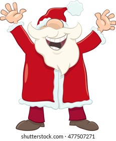 Cartoon Illustration of Happy Santa Claus on Christmas Time