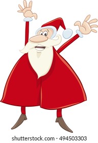 Cartoon Illustration of Happy Santa Claus on Christmas Time