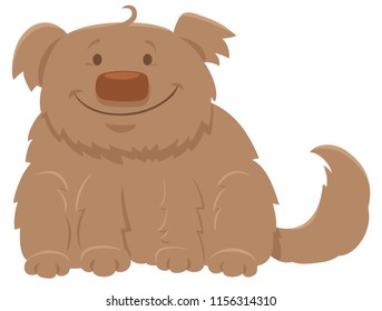 Cartoon Illustration of Happy Shaggy Dog Animal Character
