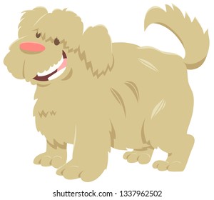 Cartoon Illustration of Happy Shaggy Dog Domestic Animal Character