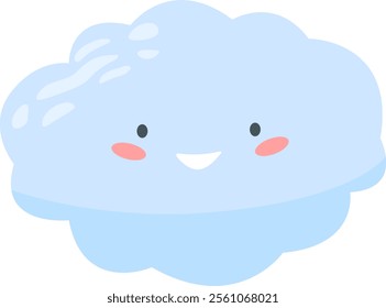 Cartoon illustration of a happy and smiling light blue cloud floating in the sky, perfect for children s books, educational materials, or any project that needs a touch of whimsy