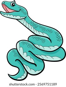 Cartoon illustration of happy snake reptile animal character