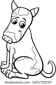 Cartoon illustration of happy spotted dog comic animal character coloring page