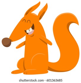 Cartoon Illustration of Happy Squirrel Animal Character