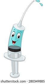 Cartoon Illustration of a Happy Syringe
