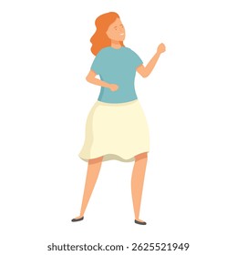 Cartoon illustration of a happy woman walking with a smile on her face