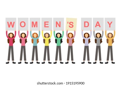 cartoon illustration of happy womens day. international celebration. Flat vector design