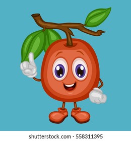 Cartoon Illustration of a Happy Ximenia Pointing Up With Finger