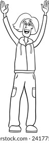 Cartoon illustration of happy young man or guy comic character coloring page