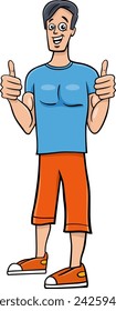 Cartoon illustration of happy young man comic character