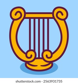 cartoon illustration of a harp musical instrument