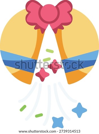 Cartoon illustration of a hat adorned with a large bow on top