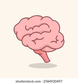 Cartoon Illustration of Healthy Human Brain