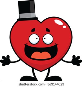 Cartoon illustration of a heart with an excited expression. 