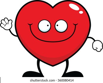 Cartoon illustration of a heart with a happy expression. 