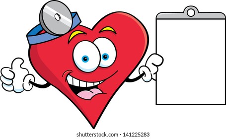 Cartoon illustration of a heart holding a chart and giving thumbs up.