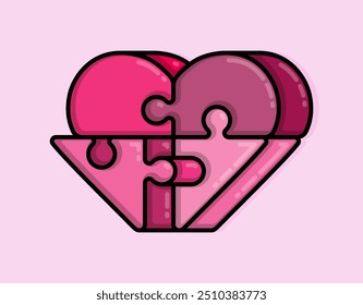 Cartoon Illustration of heart or love shaped puzzle game. Can be used for birthdays, parties, Valentine Day, celebrations and printed on t-shirts, hoodies, tote bags