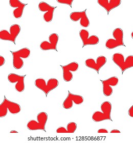 Cartoon illustration with heart seamless pattern for decorative design.