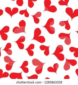 Cartoon illustration with heart seamless pattern for decorative design.