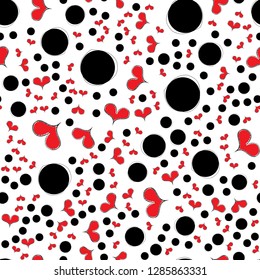 Cartoon illustration with heart seamless pattern for decorative design.