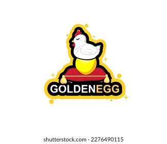 cartoon illustration of hen and golden egg, vector illustration design for chicken lovers