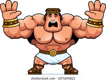 A cartoon illustration of Hercules looking scared.