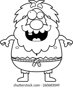 A cartoon illustration of a hermit looking crazy.