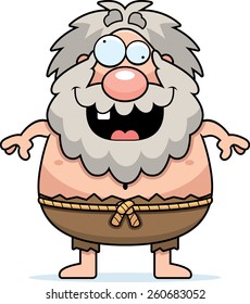 A cartoon illustration of a hermit looking crazy.
