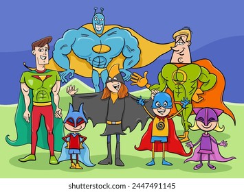 Cartoon Illustration von Helden oder Superhelden Fantasy Charaktere Gruppe