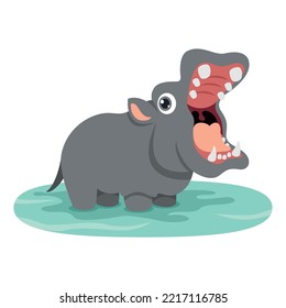 Cartoon Illustration Of A Hippo