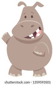 Cartoon Illustration of Hippo or Hippopotamus Funny Wild Animal Character