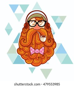 Cartoon illustration of hipster.