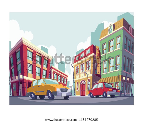 Cartoon Illustration Historic Urban Area Stock Vector (Royalty 